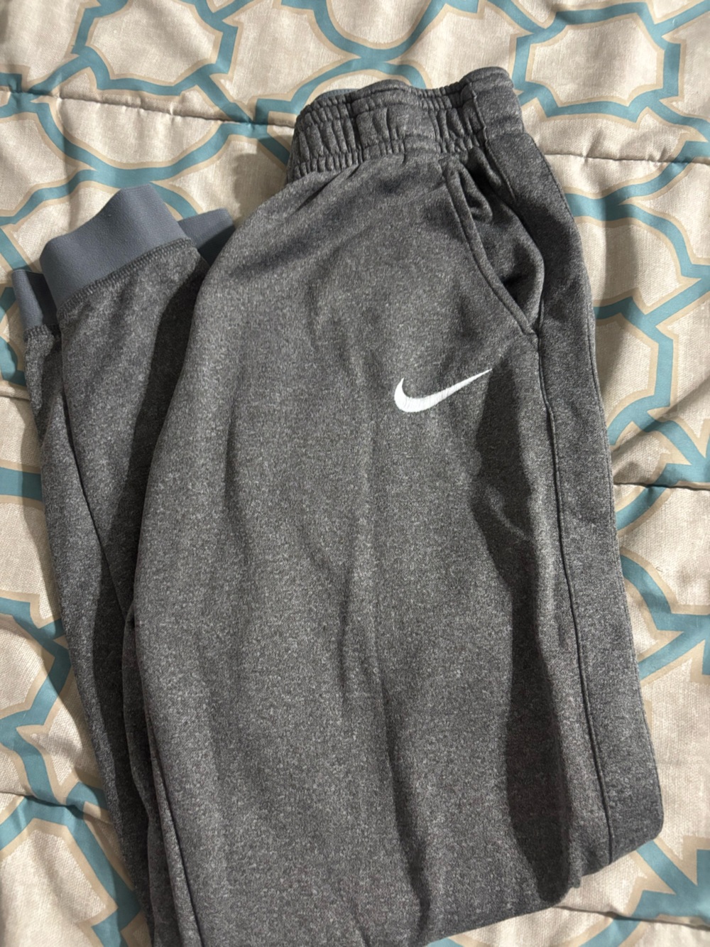 Nike Light Gray Dri-FIT Sweatpants with White Swoosh youth large adult XS